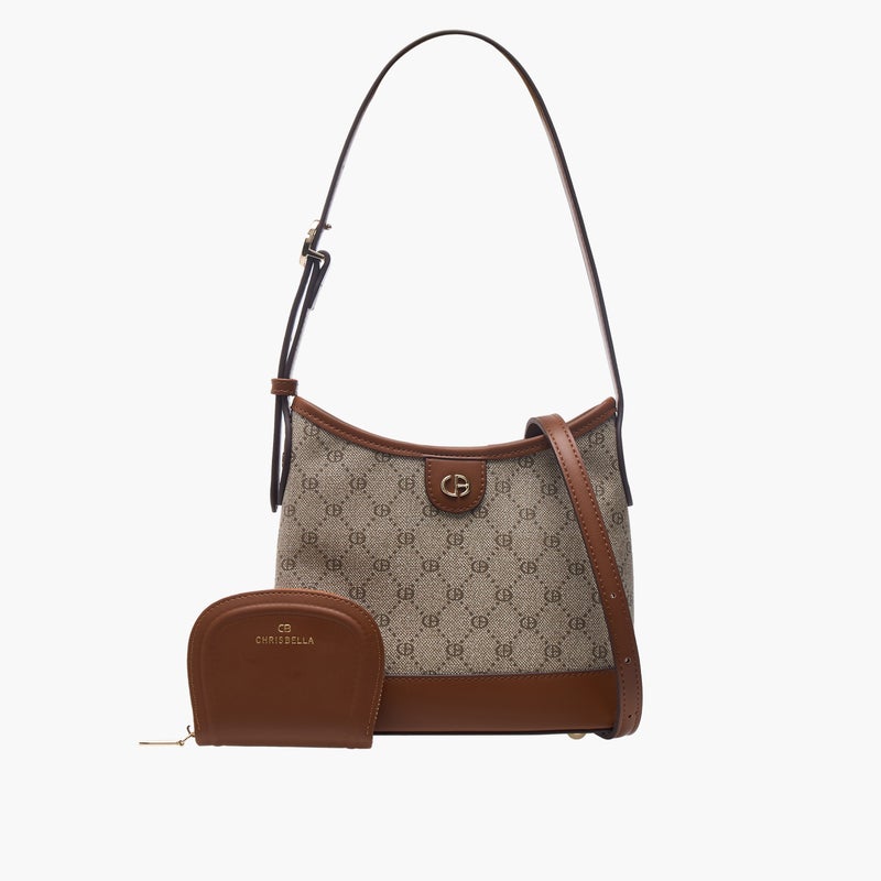 CHRISBELLA Monogram Print Hobo Bag for Women - Image 1